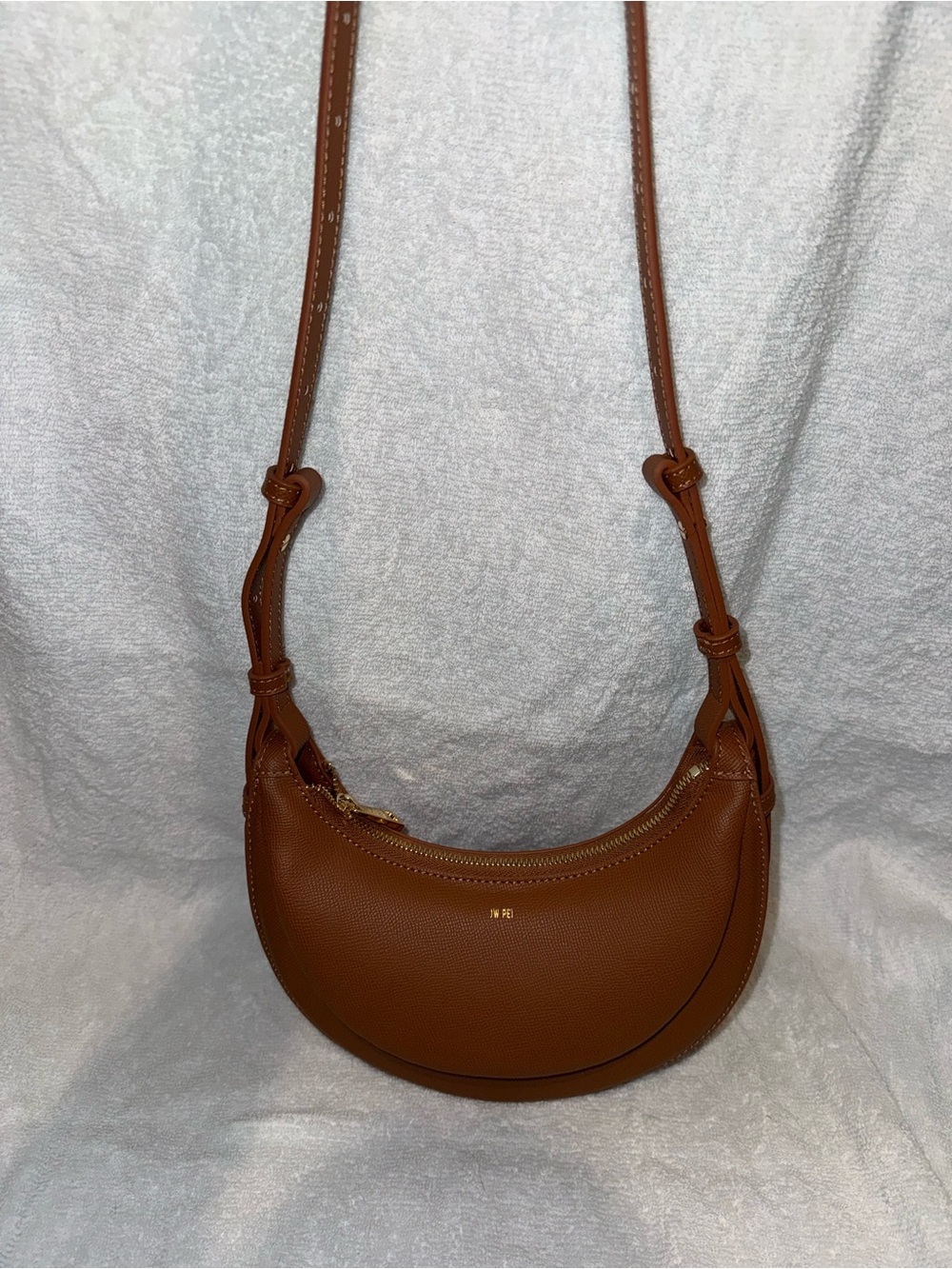 JW PEI Brown Crescent Leather Crossbody Bag